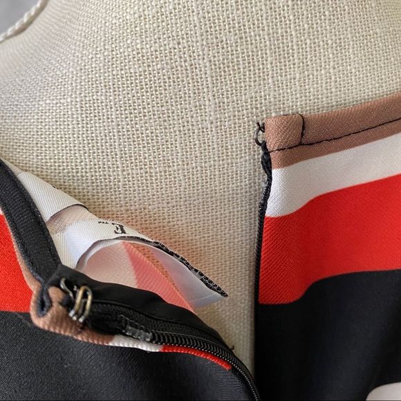 ELLE Multicolored Horizontal Striped Fit and Flare Dress Size S - Picture 8 of 12